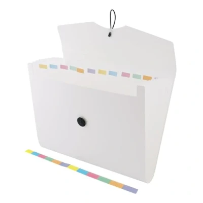 Image de D.RECT 5580 Trieur Extensible 12 Poches A4 Classeur Documents Accordéon Pochettes Porte documents, blanc