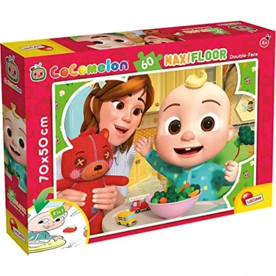 Afbeelding van COCOMELON vloerpuzzel Groente maakt ons sterk 60 stukjes . Puzzel en kleurplaat Formaat 70x50