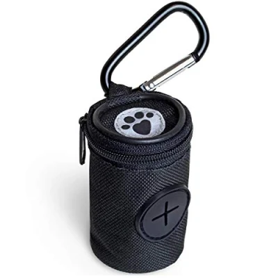 Afbeelding van igadgitz home U7168 Hondenpoepzakdispenser van stof, hondenpoepzakhouder, met karabijnhaak, zwart