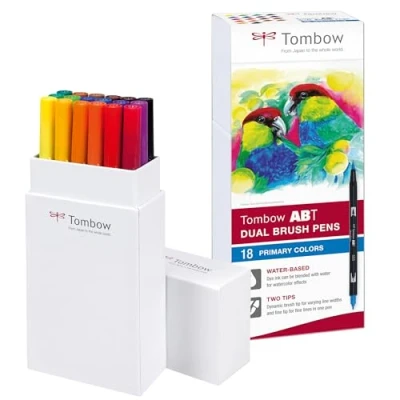 Image de tombow feutre double pointe dual brush pen abt, primaires noir
