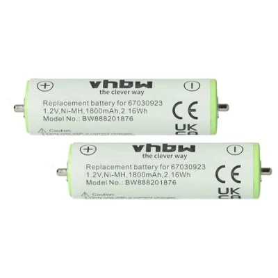 Afbeelding van vhbw 2 batterijen compatibel met Braun Series 1, 3, SmartControl scheerapparaat, tondeuse (1800 mAh, 1,2 V, NiMH)