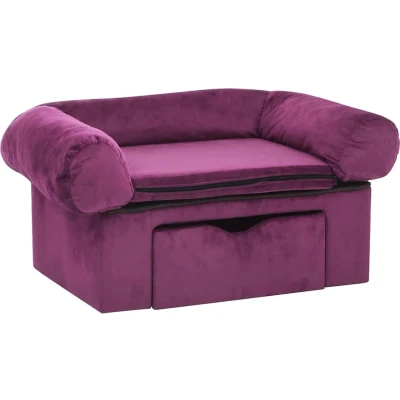 Afbeelding van vidaXL Hondenbank met lade 75x50x38 cm pluche bordeauxrood