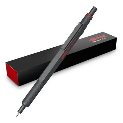 Afbeelding van rOtring 600 vulpotlood Grafiet HB, 0,5 mm Potlood met volledig metalen omhulsel Dark Stone Antislip gekartelde grip en zeshoekige huls