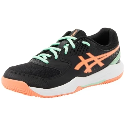 Afbeelding van Asics GEL Dedicate 8 Unisex Tennisschoenen voor alle ondergronden kinderen, Maat: 35.5, Black/vivid coral Kunststof/ textiel