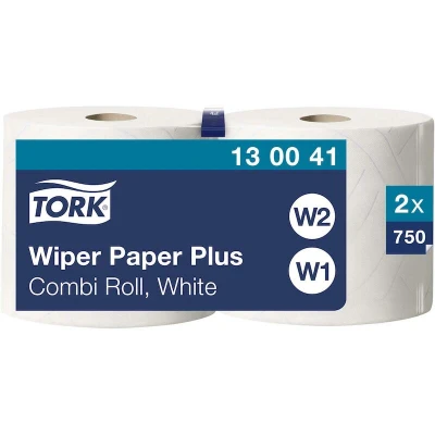 Afbeelding van Poetspapier Tork Wiping Plus Combi W1/2 multifunctioneel 255m wit 130041