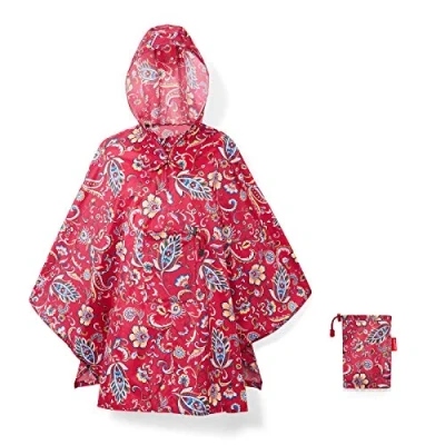 Afbeelding van Reisenthel Mini Maxi Poncho RegenPoncho Opvouwbaar Paisley Ruby Rood; Mulri Kleur