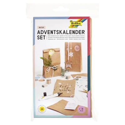 Afbeelding van folia 9402 adventskalender met 24 papieren zakjes in levensmiddelenkwaliteit, natuurlijke kleur, snoer en cijferstickers