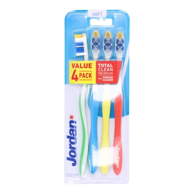 Afbeelding van 3x Jordan Tandenborstel Total Clean Soft 4 pack stuks