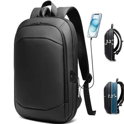 Afbeelding van Rugzak voor laptop met grote capaciteit, slank en lichtgewicht, 15,6 inch, waterbestendig, anti diefstal USB oplaadpoort YKK rits, reis , zaken vrijetijdsrugzak heren