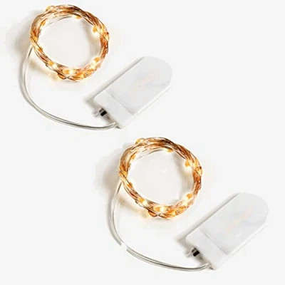 Afbeelding van LAC 2 kleine led lichtketting op batterijen (meegeleverd), m, 20 leds, voor binnen, slaapkamer en Kerstmis, warm wit