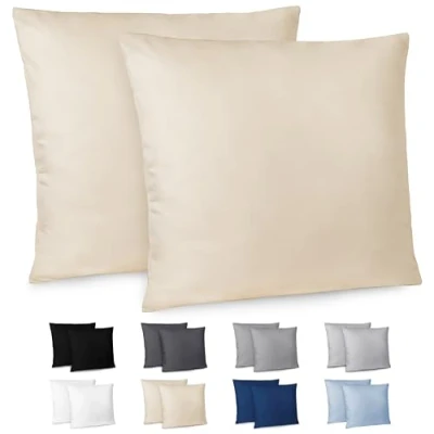Afbeelding van Dreamzie kussensloop, 80 x cm, set van 2 kussenslopen microvezel met ritssluiting, Oeko Tex gecertificeerd, beige