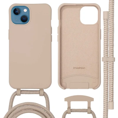 Afbeelding van imoshion Hoesje Geschikt voor iPhone 13 met koord Color Backcover afneembaar MagSafe beige