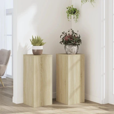 Afbeelding van Plantenstandaards 2 st 30x30x70 cm bewerkt hout sonoma eiken