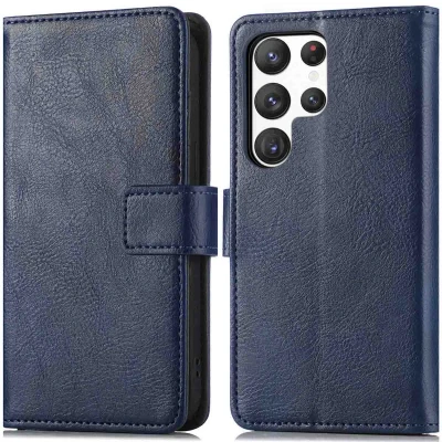 Afbeelding van iMoshion Hoesje Geschikt voor Samsung Galaxy S23 Ultra Met Pasjeshouder Luxe Bookcase Donkerblauw