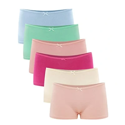 Afbeelding van Libella® Set van 6 boxershorts voor dames, lage taille, boxershorts, stretch, katoen, 3901, 3901 roze/lichtroze/grasgroen/donkerroze/amandelwit/hemelsblauw