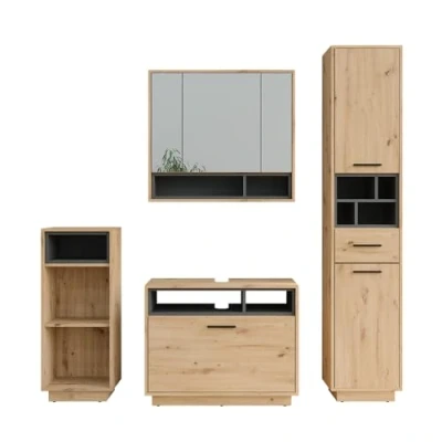 Afbeelding van Vicco BeatriceBadkamermeubelset Set 4 Artisanaal eiken/antraciet