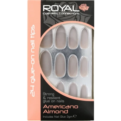 Afbeelding van Royal 24 Glue On Nail Tips Americano Almond (met nagellijm)