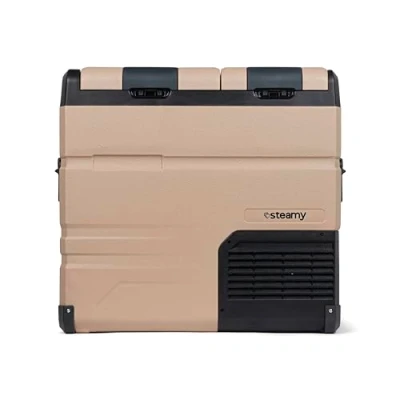 Afbeelding van Steamy E Dual Zone Elektrische Compressor Koelbox 54 liter 12V en 230V voor auto camping Sandstone