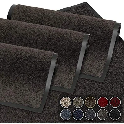 Afbeelding van GadHome Deurmat, bruin, 40 x 60 cm, buitendeurmat, vochtwerend, wasbaar, robuuste antislip mat, stofwerend, deurmat voor gang, inkomhal, keuken of slaapkamer