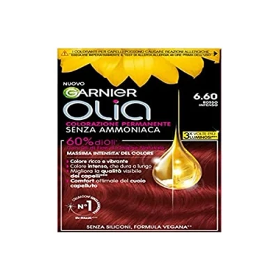 Afbeelding van Garnier Olia Bold Haarverf, permanente haarkleuring zonder ammoniak, dekt 100% van het witte haar, met bloemolie natuurlijke oorsprong, veganistische formule, intens rood