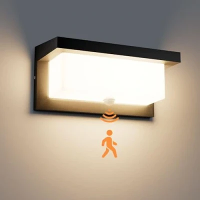 Afbeelding van Audor buitenlamp met bewegingsmelder, 18 W, IP65, led wandlamp bewegingsmelder buiten/bewegingsmelder binnen warmwit, waterdichte voor
