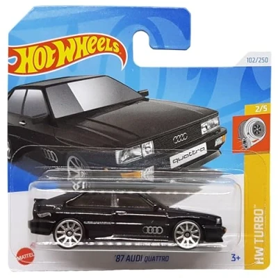 Afbeelding van Hot Wheels 87 Audi Quattro HW Turbo 2/5 (102/250) HTD24 zwart 2024 + korte kaartbeschermer Frikimonkey