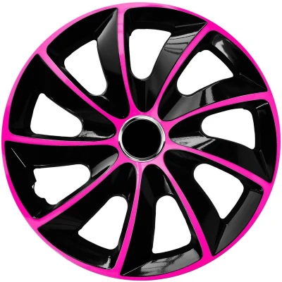 Afbeelding van NRM Stig Extra Wieldoppen 15&quot; Roze &amp; Zwart set van 4 stuks ABS / Duurzaam Resistant