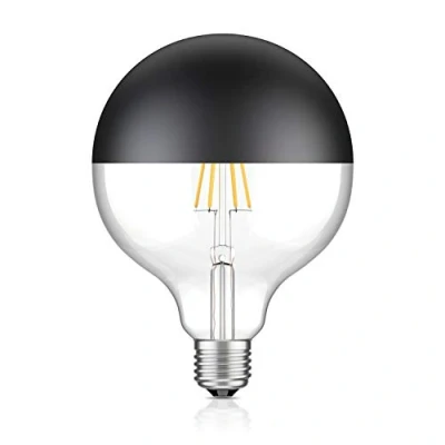 Afbeelding van ledscom.de Ledlamp E27, G125, warm wit (2700 K), 6,7 W, 660 lm, hoofdspiegel (zwart), filament, gloeilamp, gloeidraad, glas, LED, E27 fitting, spaarlamp