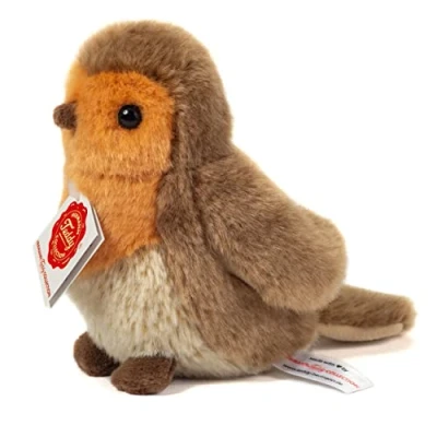 Afbeelding van Hermann Teddy Knuffeldier Roodborstje vogel zachte pluche stof premium knuffels bruin/rood 15 cm