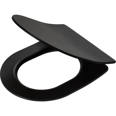Afbeelding van Tiger Tune WC bril D vorm Toiletbril Softclose Easy clean functie Duroplast Zwart / RVS geborsteld
