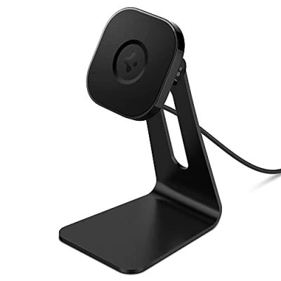 Afbeelding van Spigen iPhone Magnetische Qi stand OneTap Bureau Standaard met kabel 7.5 Watt (Zwart)
