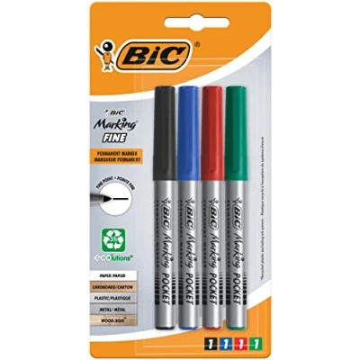 Afbeelding van Bic permanent marker ECOlutions, schrijfbreedte 1,1 mm, fijne punt, geassorteerde kleuren