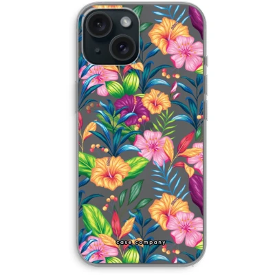 Afbeelding van Case Company® hoesje geschikt voor iPhone 15 Tropisch 2 Soft Cover Telefoonhoesje Bescherming aan alle Kanten en Schermrand