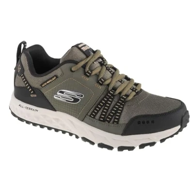 Image de Skechers Escape Plan Homme Baskets Bas, Olive Leather Mesh Black Trim Olbk, 42 EU