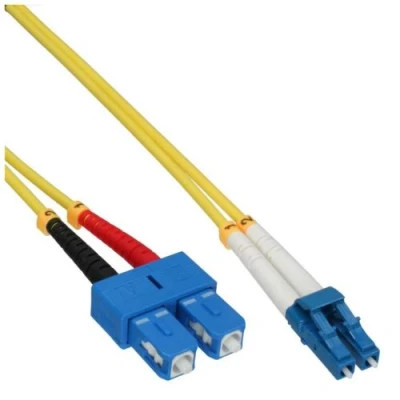 Image de InLine Cordon de raccordement mode unique SC (M) pour LC 1 m fibre optique duplex 9 / 125 micromètres OS2 sans halogène jaune