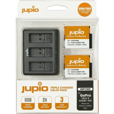 Afbeelding van Jupio Value Pack: 2x Battery GoPro HERO9 AHDBT 901 1720mAh + Compact USB Dual Charger (update function)
