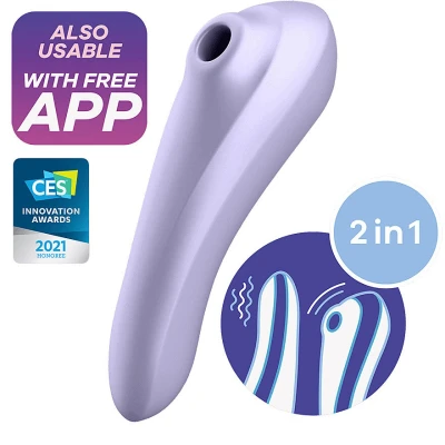 Afbeelding van Satisfyer Dual Pleasure Luchtdrukvibrator Mauve Met Afstandsbediening Waterproof Paars Siliconen Vibrerend ei