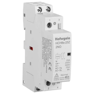 Afbeelding van Hofwgele HCH8s 25Z Modulaire huishoudelijke schakelaar 24V DC 2 polig 25A 50/60Hz DIN rail gemonteerde AC voor Smart Home Hotel (HCH8s 2NO DC24V)