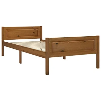 Image de vidaXL Cadre de lit sans matelas marron miel pin massif 100x200 cm