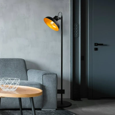 Afbeelding van Vloerlamp Lik 4036, kantelbare kap, zwart/goud