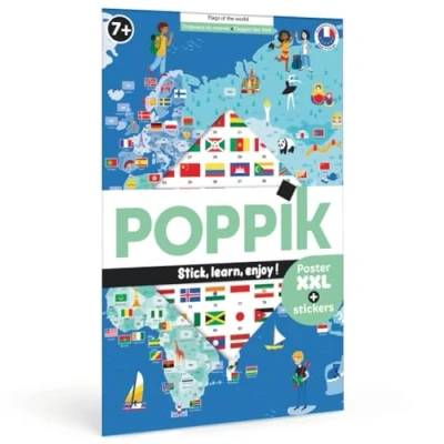 Afbeelding van POPPIK LES DRAPEAUX DU MONDE (1 POSTER + 200 STICKERS)