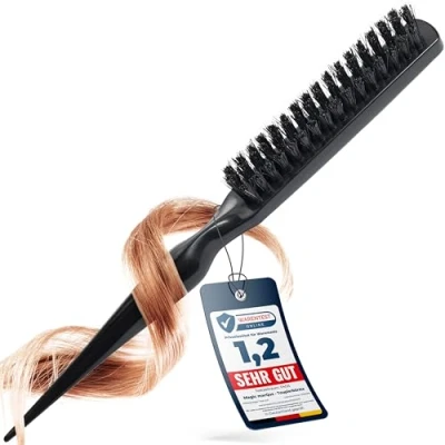 Afbeelding van Magic marQus Volume en glans crêpeborstel van varkenshaar Sleek Bun borstel Teasing Brush, Look haarborstel 1 stuk klassiek zwart