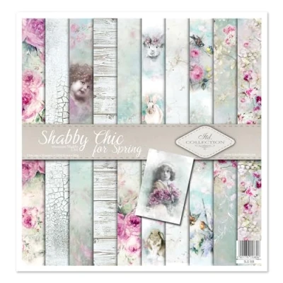 Afbeelding van ITD Collection Scrapbooking Pakket 12x12 cm, Paper, Decoupage, Decor Kaarten maken Papier Formaat 310 x 320 mm (Shabby Chic voor de lente)