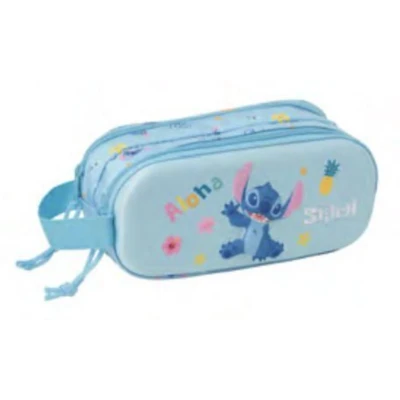 Afbeelding van Pennenetui met 2 vakken Lilo &amp; Stitch Licht Blauw 21 x 8 6 cm 3D