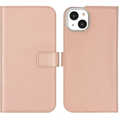 Afbeelding van Selencia Hoesje Geschikt voor iPhone 14 Plus Met Pasjeshouder Echt Lederen Bookcase roze