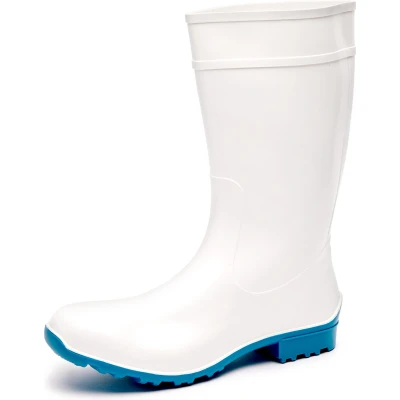 Afbeelding van Ladeheid LA LMG 967 Ilse Dames Regenlaarzen Rubber Hoog PVC Waterdicht Wit/Blauw 41