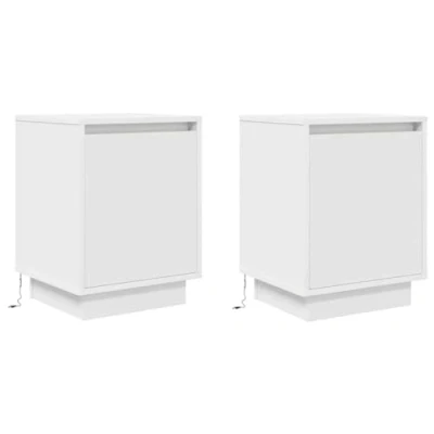 Afbeelding van vidaXL Nachtkastjes met led verlichting 2 st 38x34x50 cm wit