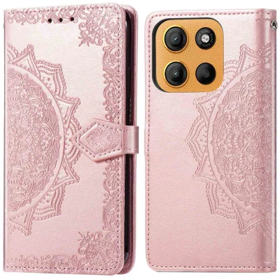 Afbeelding van imoshion Hoesje Geschikt voor Motorola Moto G15 Power, Mandala Bookcase Rose Gold