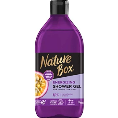 Afbeelding van Nature Box Energieke passievruchtolie douchegel 385 ml