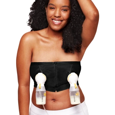 Afbeelding van Medela Hands free™ Kolf bh voor handsfree kolven Easy Expression bustier Stretch Extra zacht Met ritssluiting Zwart Maat XL